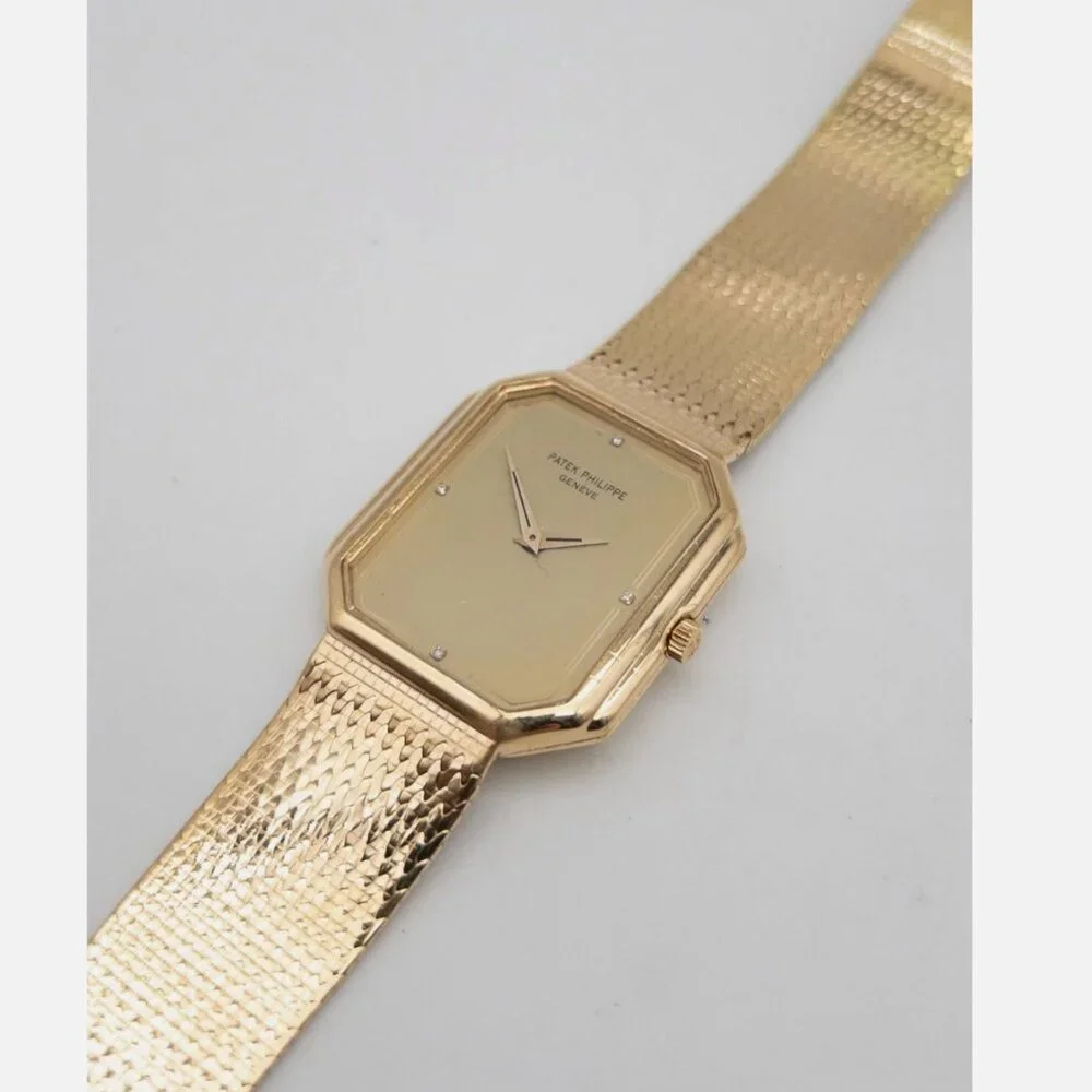 MENS PATEK PHILLIPE 18k Yellow Gold FACTORY DIAMOND Watch